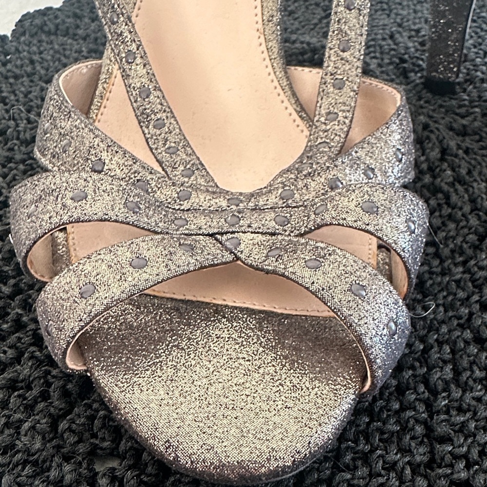 Town Shoes Leather | Metallic Strappy Heels | Size 8 - Picture 6 of 11